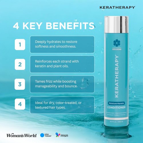 KERATHERAPY Keratin Infused Moisture Conditioner - Hydrating Formula for Dry, Damaged Hair | 10.1 fl. oz.