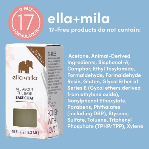 Ella+mila Ridge Filler Base Coat Nail Polish - Smoothing Treatment for Natural Nails | Nourishing Clear Polish (0.45 fl oz)