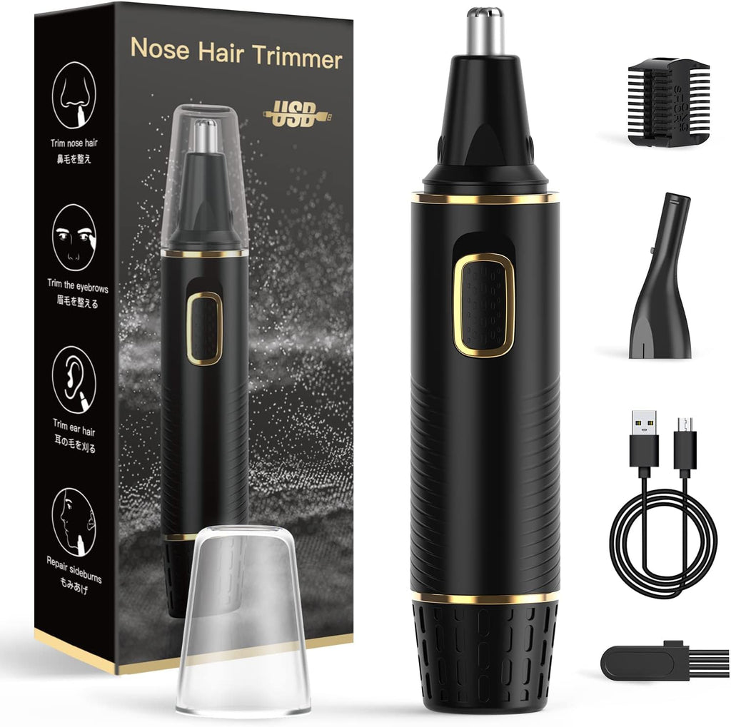 XOOMRSCP Nose Hair Trimmer - Rechargeable 2-in-1 Painless Ear & Nose Hair Removal | IPX7 Waterproof, Dual Edge Blades (Black)