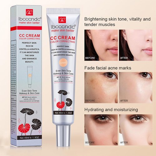 Skiennix Color Correcting CC Cream - Full Coverage Concealer With SPF 25 & Centella Asiatica | Brightening for Mature Skin
