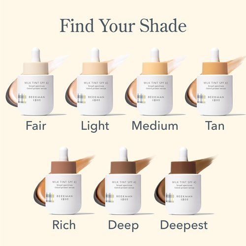 Beekman 1802 Milk Tint Face Primer with SPF 43, Medium - Oxybenzone Free - 1 oz - Tinted Mineral SPF, Makeup Primer & Moisturizer - Blends Easily - Good for Sensitive Skin - Cruelty Free