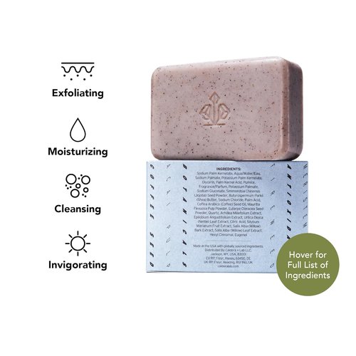 Caldera + Lab Exfoliating Soap Bar - Certified Vegan, Organic Formula with Antioxidant Botanicals