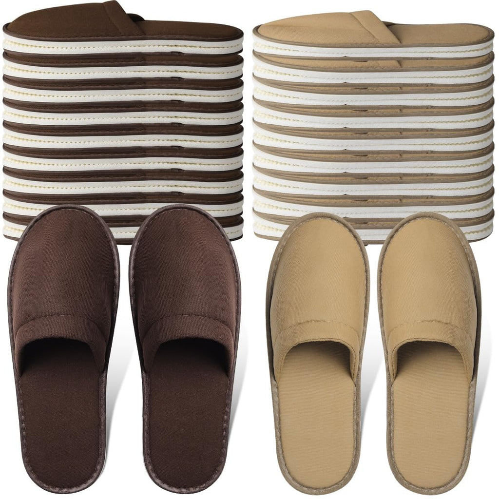 Yeios 20 Pairs Disposable Slippers for Guests Hotel Slippers Bulk Spa Slippers Closed Toe House Slipper Bulk for Adult for Men and Women Coffee