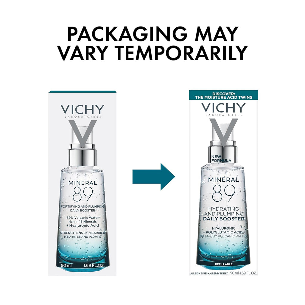 Vichy Mineral 89 Booster - Pure Hyaluronic Acid Serum for Hydration & Skin Barrier Repair | Lightweight, Oil-Free