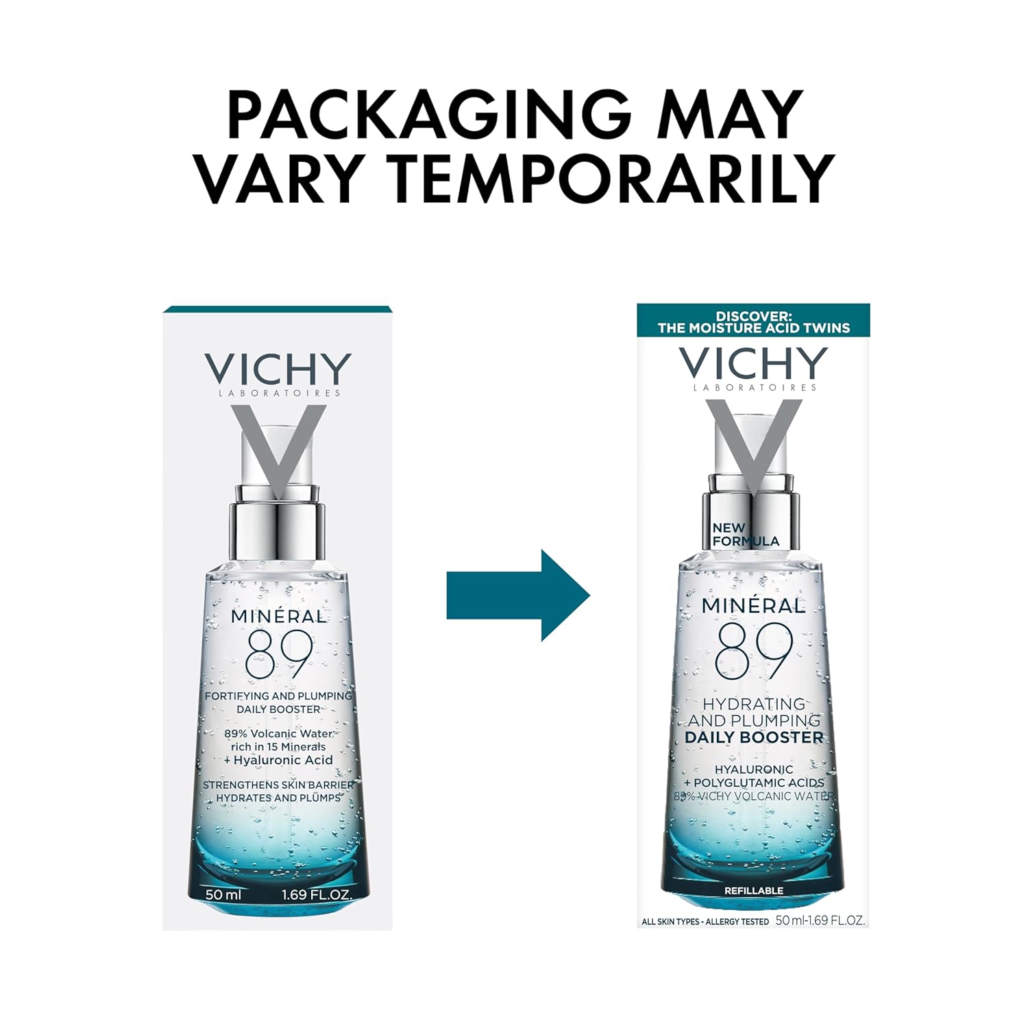 Vichy Mineral 89 Booster - Pure Hyaluronic Acid Serum for Hydration & Skin Barrier Repair | Lightweight, Oil-Free