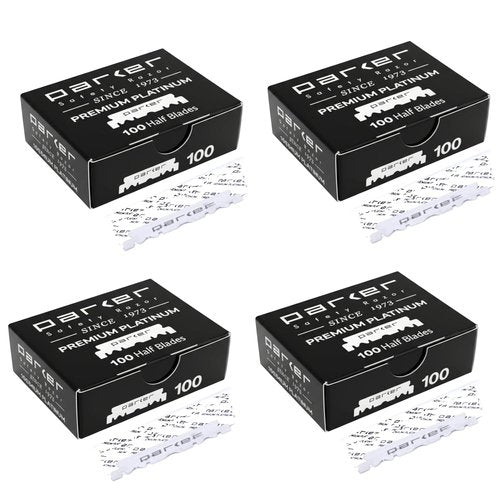 Parker Premium Platinum 1/2 Blades, 400 COUNT - For Professional Barber, Shavette and Disposable Straight Razors