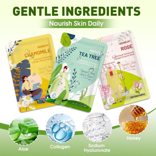 27 Pack Collagen Sheet Face Masks Skincare for Women, Bulk Hydrating Face Mask Set for Dry Skin, Moisturizing Facial Masks for Skin Care, Valentines Day Gifts for Her, Mothers Day Gifts, Teacher Gifts