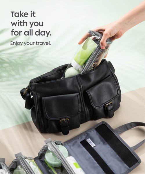 eldimer Small Roll Up Toiletry Bag for Traveling Women - Travel Makeup Bag with 4 Removable Compartments - Hanging Toiletry Bag - Cosmetic Travel Bag - Medicine Bag - TSA Approved Toiletry Bag