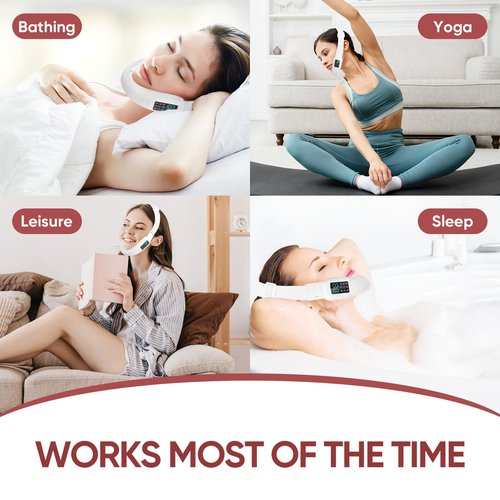 Ceymodir Intelligent Electric Double Chin and V-Shaped Face Machine with 8 Modes & 15 Adjustable Intensities - Women's V-Face Device - White