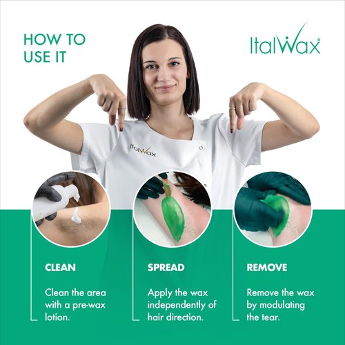 Italwax Top Line Emerald Hard Wax Beads 1.65 lb (750 g) – Ultra-Flexible Unscented Jelly Wax for Large Areas, Thin-Layer Application for Arms & Legs, Professional Use – Made in Italy