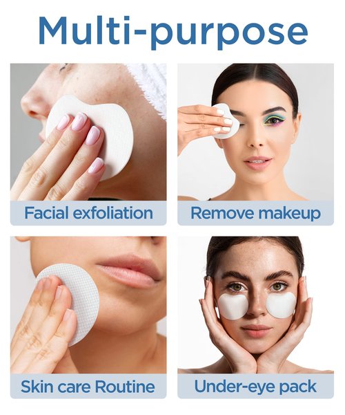 Exfoliating Cotton Rounds for face - Double-Sided - Korean Toner Pads - Round Cotton Pad for Face - Lint Free Makeup Remover - Skin Care Cleansing