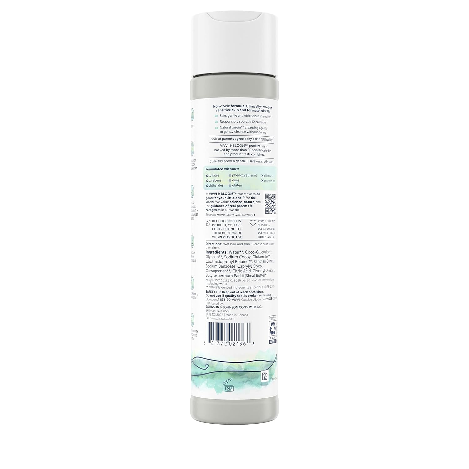 Vivvi & Bloom Gentle 2-in-1 Baby Wash & Shampoo - Fragrance-Free Cleansing Gel for Sensitive Skin, 10 fl. oz.