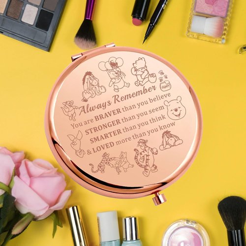 KEYCHIN Honey Bear Compact Makeup Mirror - Inspirational Design with Pig, Donkey, Tiger, Rabbit | Perfect Gift