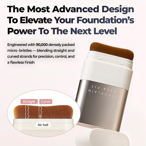 CHOSUNGAH BEAUTY Mega Fit Stick Foundation with Built-in Brush-Full Coverage Creamy Formula for Porcelain Skin Finish, Hydrating&Long Lasting, Master Porcelain, Shade 21, 0.56 oz (01N Beige)