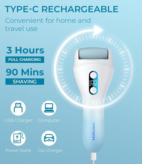 Electric Callus Remover for feet,Rechargeable Foot File Electronic Pedicure Tools for Feet, Waterproof Electric Foot Callus Remover, Feet Care for Heels Dead Skin,Blue