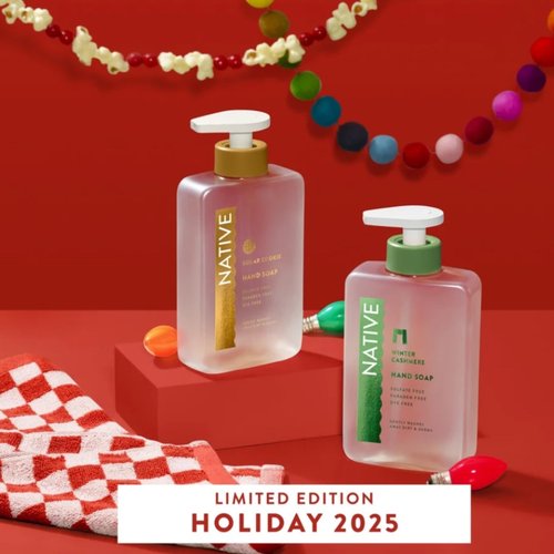 Native Holiday Hand Soap Set, Sugar Cookie and Winter Cashmere Scents, 13 Fl Oz Each, Sulfate-Free, 2-Pack