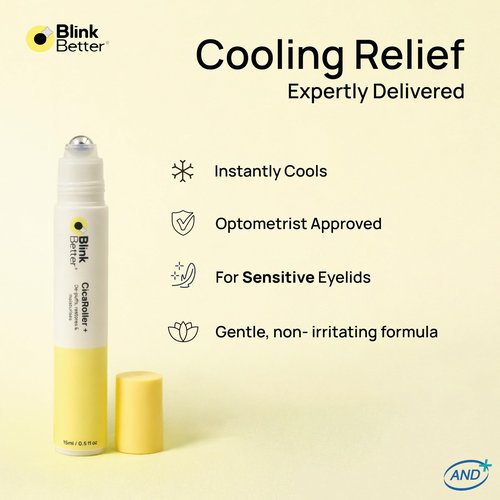 BlinkBetter CicaRoller+ Depuffing Eye Roller Serum for Eyelids and Under Eyes – Cooling Rollerball with 2.5% Caffeine, Peptides, Cica & Panthenol, Hydrates, Soothes and Smooths Puffy Eyes, 15 ml