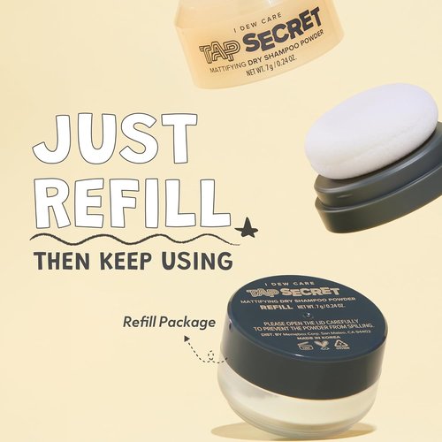 I DEW CARE Tap Secret Dry Shampoo Powder Refill - Strengthening & Volumizing | Travel Size, 0.24 Oz
