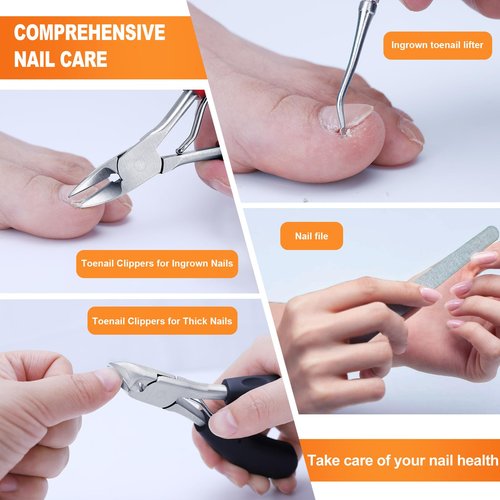Orelex Toenail Clippers for Seniors Thick Toenails, Podiatrist Toenail Clippers, Professional Nail Clippers, Ergonomic Non-Slip Long Handle, Toe Nail Clippers for Men Women Elderly