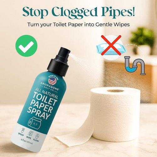 Aromasong 100% Natural Toilet Paper Spray - Flushable Wet Wipe Alternative for Personal Cleansing - 4 fl oz