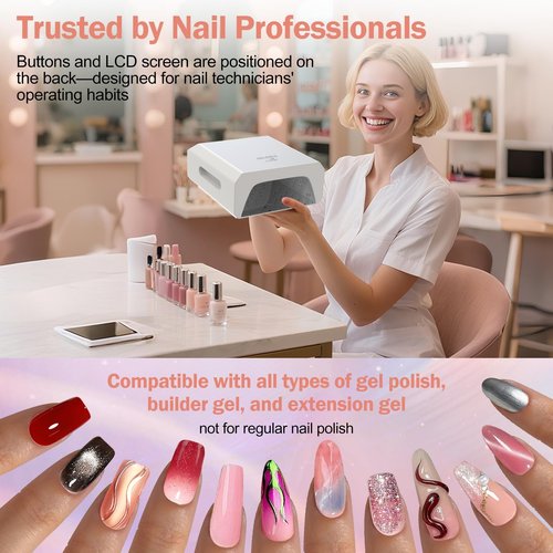 NAILGIRLS Cordless UV LED Nail Lamp, 60W Professional Rechargeable UV Light for Gel Nails with 4 Timer Setting, Portable Nail Dryer Auto Sensor, 80 LED Beads Fast Curing for Salon Manicurist