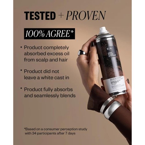 IGK First Class Charcoal Detox Dry Shampoo for Dark Hair - Brown Tinted, No White Residue, 6.5oz