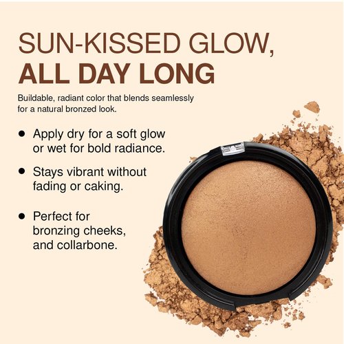 Palladio Baked Bronzer - Highly Pigmented & Easy to Blend | Shimmery Glow, Long-Lasting Tan