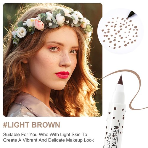 Freckle Pen - Natural Lifelike Fake Freckles | Waterproof & Long-Lasting Soft Dot Spot Pen (Light Brown)