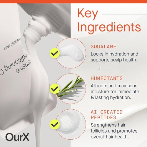 OurX Hydration Hair Mask - Intensive Conditioning for Curly, Coily & Frizzy Hair | 300ml Peptides & Squalane Formula