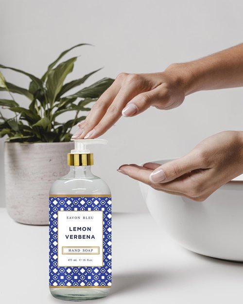Savon Bleu Hand Soap Collection - 16oz Glass Bottles - 8 Pack - Home and Body Company - French Lavender, Cotton Blossom, Orange Blossom, Lemon Verbena
