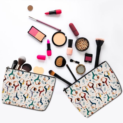 Lovdazzles 2pcs Yoga Gifts for Women Makeup Bag Yoga Accessories for Women Cosmetic Bag, Instructor Teacher Toiletry Accessories Organizer Pilates Gifts for Girls Teachers Friends Sisters
