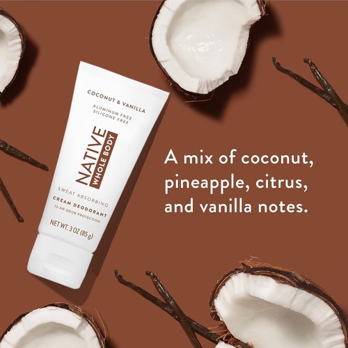 Native Whole Body Deodorant Cream - 72 Hour Odor Protection | Aluminum-Free with Coconut Oil & Shea Butter | Coconut & Vanilla