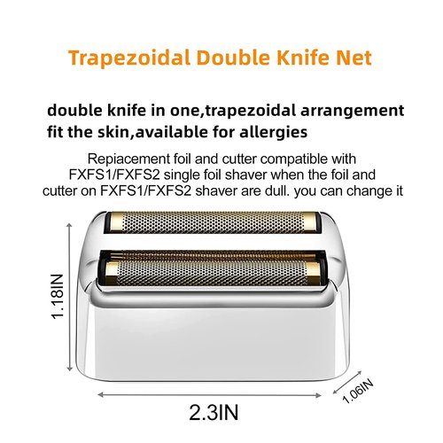 VALLNEI Replacement Foil and Cutters Compatible with BaBylissPRO Double Foil Shaver, Replacement Foil Compatible with BaBylissPRO FXFS2 Shaver,2 PACK (Silver)