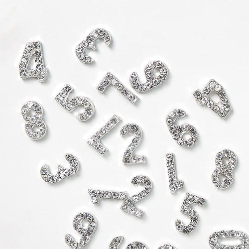 SILPECWEE 30pcs Number Nail Charms Silver Nail Jewelry Number for Nails 3D Nail Art Charms Nail Rhinestones Nail Studs Nail Decoration for Acrylic Nails Manicure DIY Craft