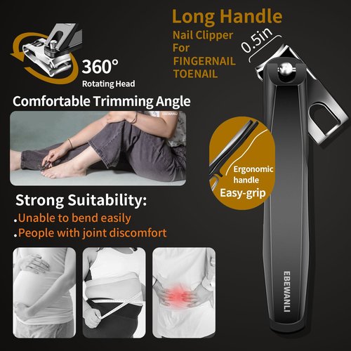 EBEWANLI Podiatrist Toenail Clippers for Seniors Thick Toenails, Toe Nail Clippers for Thick Nails for Seniors, Straight Toe Nail Clippers for Men, Ingrown Toenail Clippers and Angled Nail Clipper Set