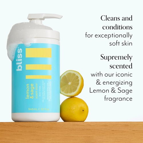 Bliss Soapy Suds Body Wash - Gentle Lemon & Sage Formula - 32 Fl Oz - Hydrating & Paraben Free