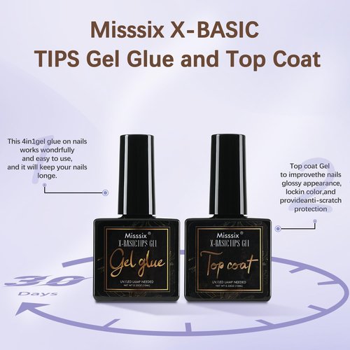 Misssix French Tip Press On Nails, 160Pcs French Gel Nail Tips Short Square, Soft Gel Fake Nails, X-BASIC Tips Starter Kit for Nail Art DIY 16 Sizes