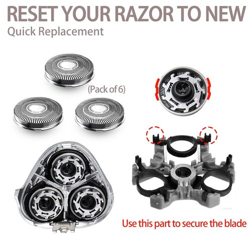 SH30/52 Replacement Blades - Dual-Ring Precision Shaving Heads with Titanium Coating | 6-Pack for Series 1000, 2000, 3000 & PTxxx Razors