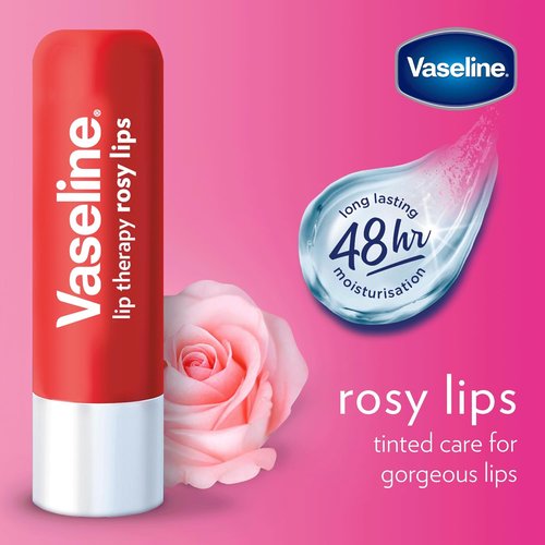 Vaseline Lip Therapy | Rosy Lip Balm - Fast-Acting Nourishment for Chapped Lips | 3-Pack, 0.16 Oz Each