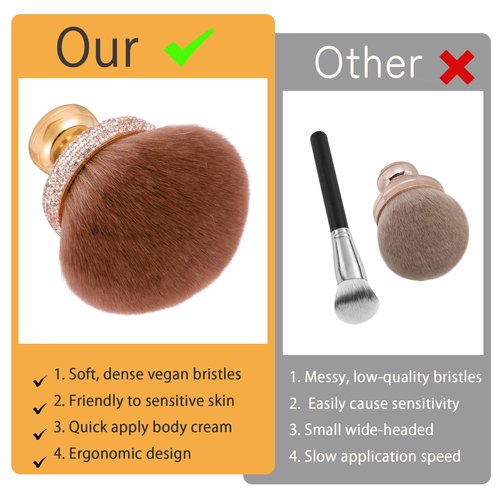 UNIMEIX Extra Large Body Makup Brush for Self Tanner with Drawstring Bag, 3.2 Inch Blend and Blur Body Sunscreen Applicator for Face, Legs, Body, Cream and Foundation (Gold)