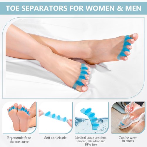 sundpik Toe Separators for Women and Men, Gel Toe Spacers for Pedicure and Foot Alignment, Comfortable Foot Care for Bunions and Overlapping Toes