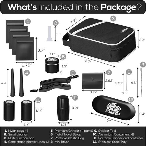 Urban Dragons Premium Carbon Lined Smell Proof Bag with Combination Lock | Multi-Use Organization Bag with Accessories | Storage and Containers kit | Stash box | Birthday Gifts for Men/Women.