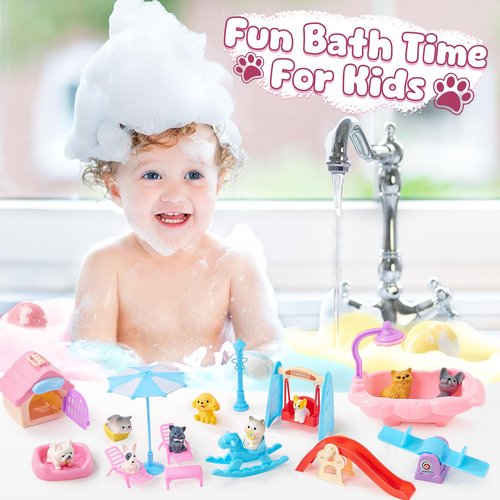 Toylink Bath Bombs for Kids with Surprise Inside for Girls Boys, 12 Pack Kids Bath Bombs with Dog & Cat Toys Pretend Playset Handmade Bubble Bath Fizzies Birthday Christmas Gift Set