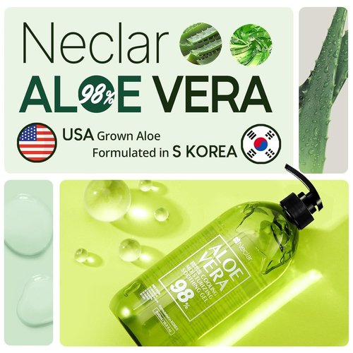 Aloe Vera Gel 98% Pure by [Brand Name] - Sunburn Relief & Moisturizer | 33.8oz for Face, Skin & Hair