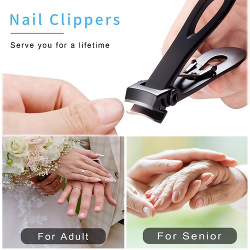 Nail Clippers for Thick Nails,Fingernail Toenail Clippers,Nail Clipper Set for Adult Men Women (Black)