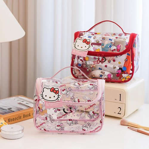 GQYAYQG Cute Makeup Bag, Cartoon Toiletry Bag, Transparent Makeuo Bag, Handheld Zippered Travel Cosmetic Bag, The Best Gifts for Women (pink)