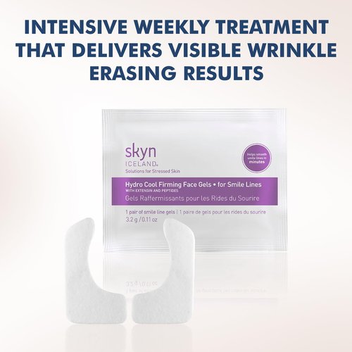 Skyn ICELAND Hydro Cool Firming Smile Line Patches, 10 Minute Smoothing Treatment with Peptides and Hyaluronic Acid, All Skin Types, 4 Pairs