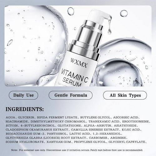 Super Vitamin C Serum for Face: All-in-One Hydrating Anti-Aging Formula by Vitamin C, Hyaluronic Acid, Caffeine-Firming, Lifting, Targets Dark Spots, Wrinkles, Vitamin c face serum, 1 fl oz