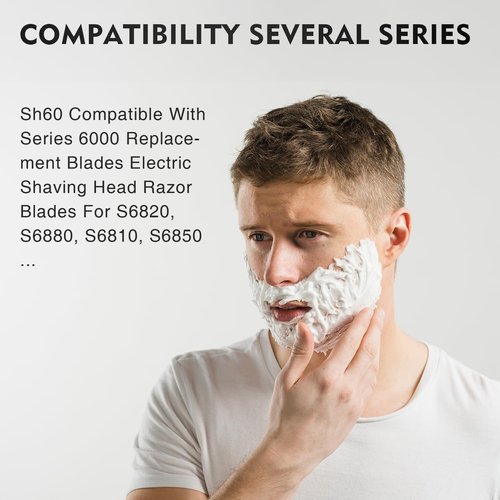 SH60 Replacement Heads Compatible with Philips Norelco Series 6000 Electric Shavers, Precision Blades for S6810/82 S6850/85 S6880/81 Razors, 9 Pack