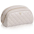 COSHAYSOO Personalized Birthday Appreciation Thank You Gifts for Women Best Friend Mom Adult Sister Teacher Nurse Employee Female Coworker, Initial Make Up Bag Leather Cosmetic Bags Taupe Letter V